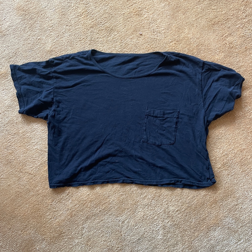 American Apparel vintage cropped Black T-Shirt with Pocket